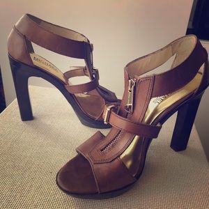 Michael Kors Brown and Gold Chunky Heels